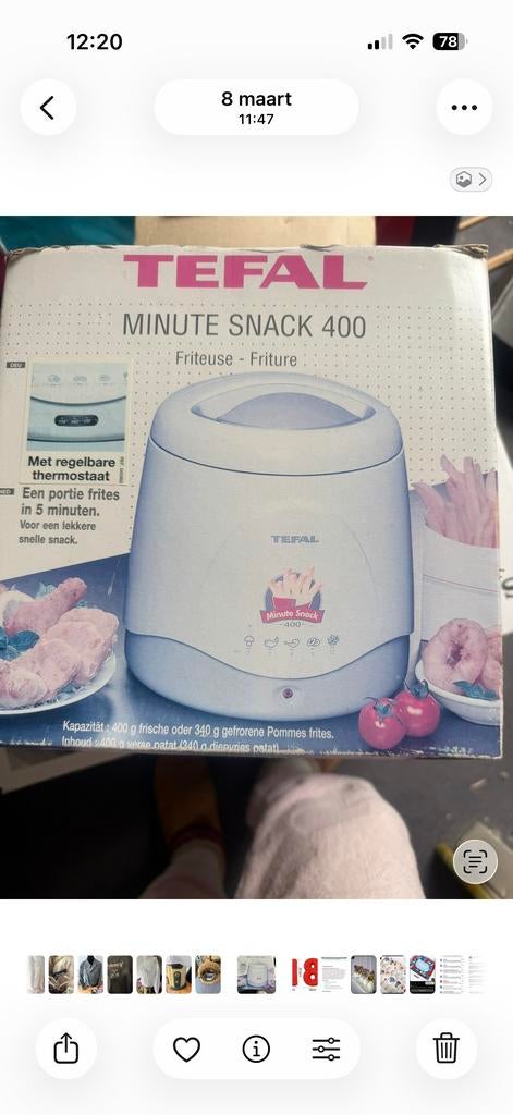 Tefal Minute Snack 400 Friteuse - Compact en Snel, Minder dan 1 liter, Ophalen of Verzenden, Gebruikt