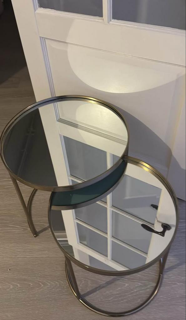 Zara Home Bijzettafels Goud met Spiegel (Set van 2), Huis en Inrichting, Tafels | Bijzettafels, 45 tot 60 cm, Minder dan 55 cm