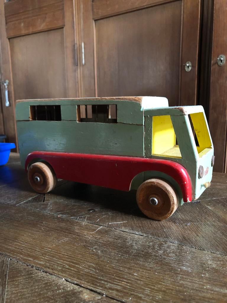 Antiek Houten speelgoed paarden vrachtwagen VIbA, Kinderen en Baby's, Ophalen of Verzenden, Gebruikt
