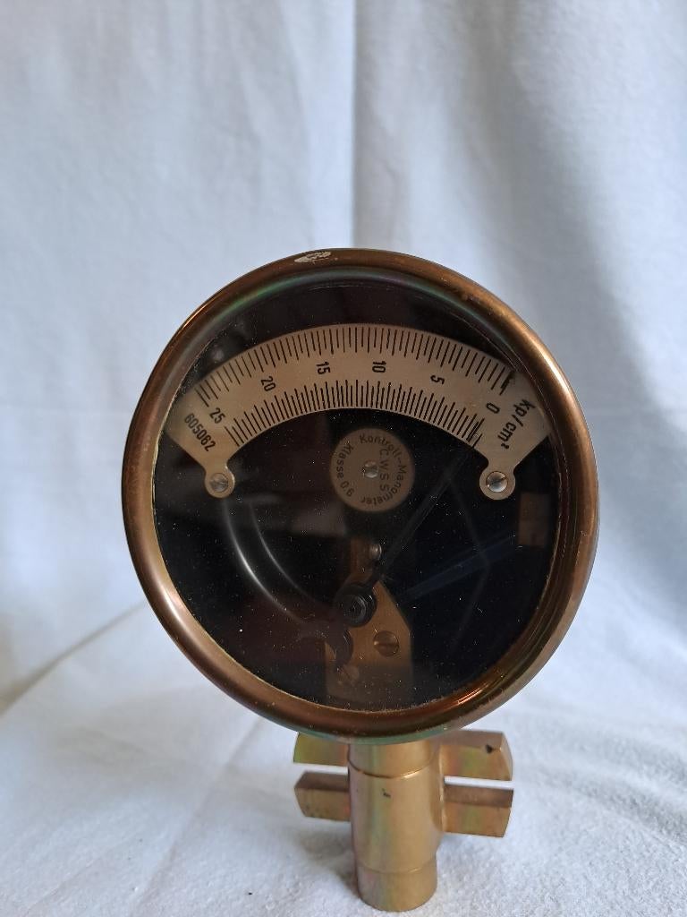 Antieke manometer 25kP/cm2 C.W.S.S., Ophalen of Verzenden, Koper