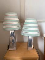 2 Schemerlampen, Huis en Inrichting, Lampen | Tafellampen, Ophalen of Verzenden, Gebruikt, Metaal, Minder dan 50 cm