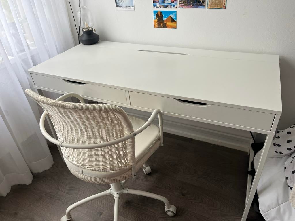 Bureau Alex Ikea 132x58 wit met twee lades, Ophalen, Gebruikt, IKEA, Computerbureau