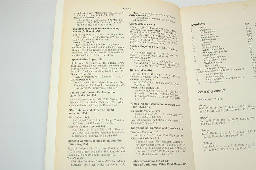 Nunn's Chess Openings — Dik Schaak Naslagwerk 544p, Ophalen of Verzenden, Gelezen, Watersport en Hengelsport