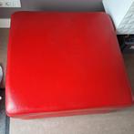 Rode leren poef van Seats en Sofas, Ophalen, Gebruikt, Leer, 75 tot 100 cm