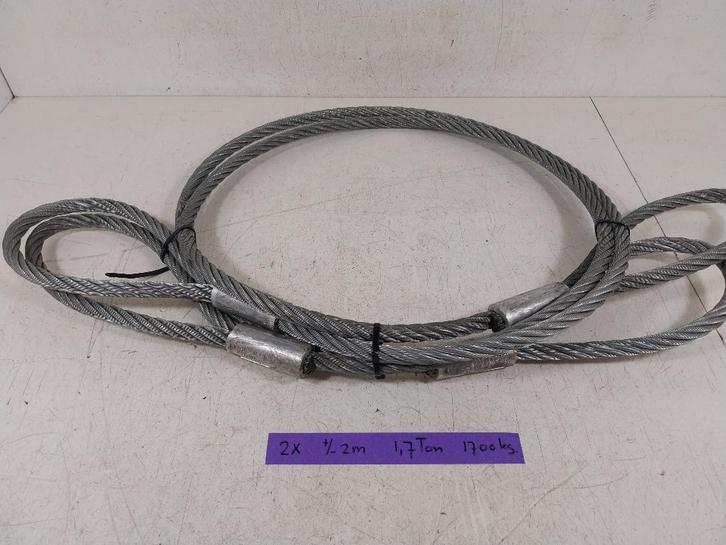 2 stk. staalkabel lengte ca. 2[m.] 1700 kilo., Doe-het-zelf en Verbouw, Gereedschap | Machine-onderdelen en Toebehoren, Zo goed als nieuw