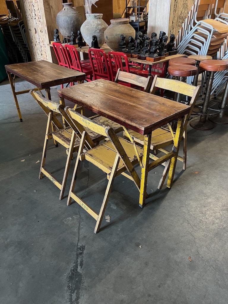 Oude inklapbare Cafe tafels/bistrotafels/eettafels origineel, Huis en Inrichting, Gebruikt, 100 tot 150 cm, Vier personen, Rechthoekig