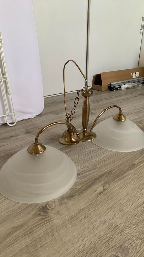 Grote hanglamp en twee kleine wandlampen, Ophalen, Zo goed als nieuw, Minder dan 50 cm