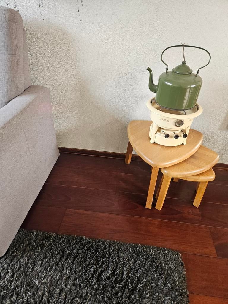Vintage petroleumstel met groene emaille ketel, Ophalen of Verzenden