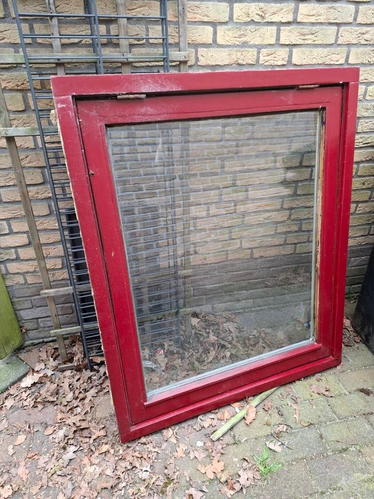 Hardhout uitzet raam 100x120, Doe-het-zelf en Verbouw, Glas en Ramen, Ophalen