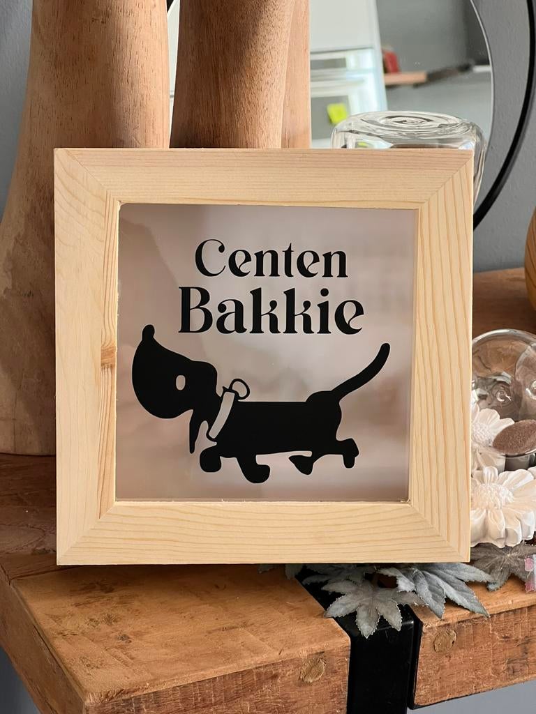 Leuke spaarpot met grappige afbeelding, teckel liefhebbers, Ophalen of Verzenden, Nieuw, Hout, Dier