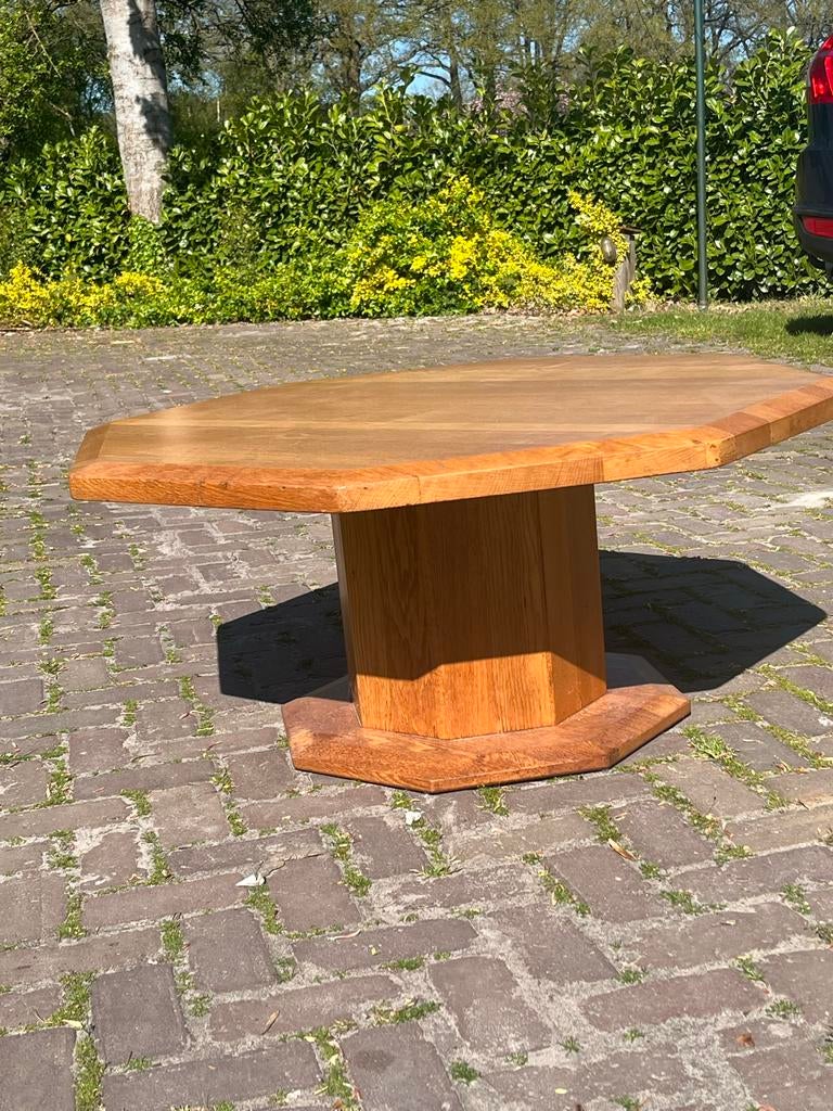 Licht eiken 8-hoekige salontafel - 100x100 cm, Ophalen, Gebruikt, 100 tot 150 cm, Eikenhout