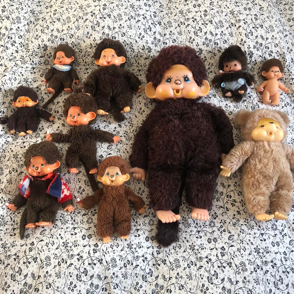 Verzameling Monchhichi aapjes jaren 70, Verzamelen, Poppetjes en Figuurtjes, Ophalen of Verzenden, Gebruikt