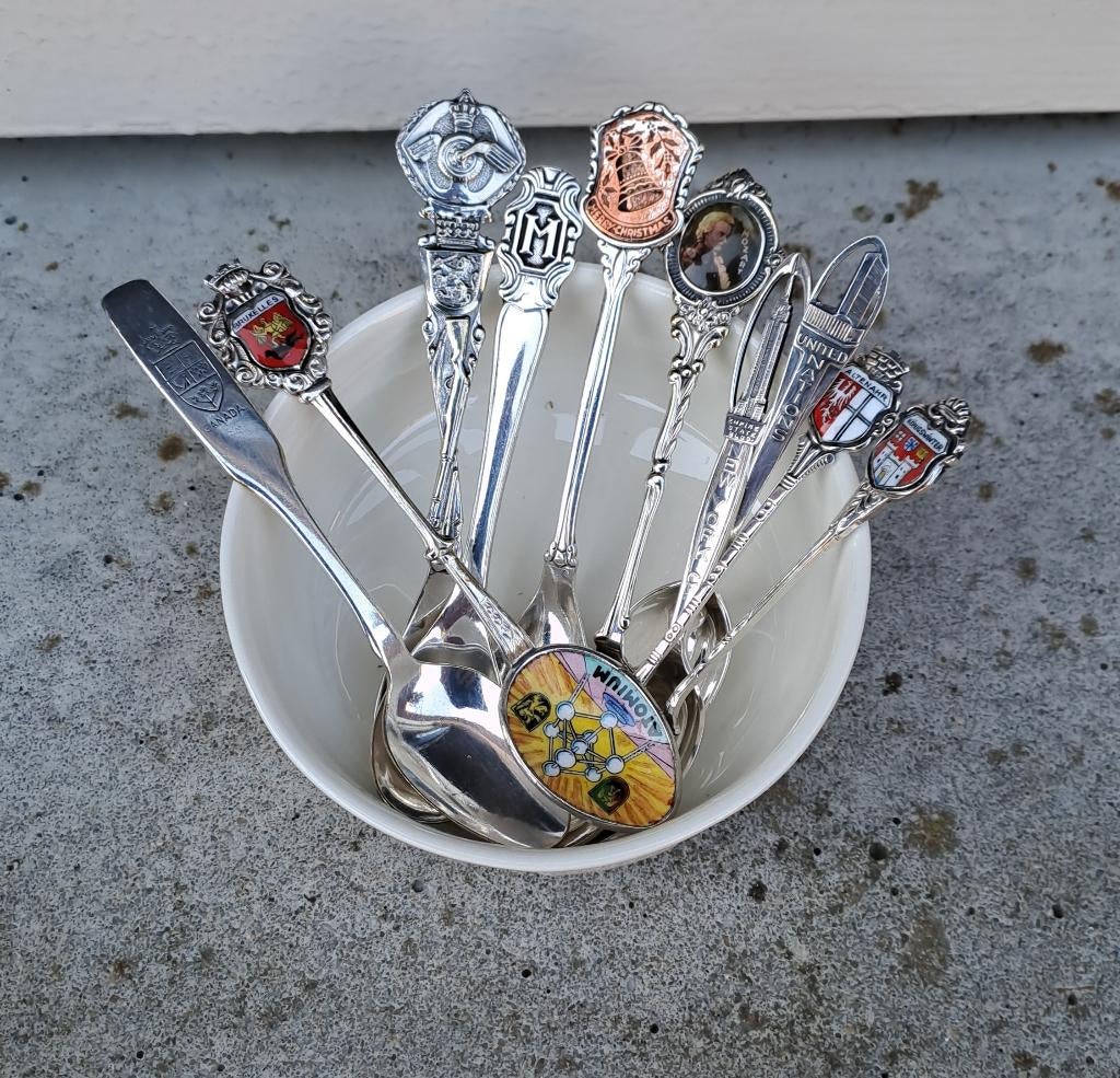 10x oude unieke verzilverde lepeltjes, Verzenden