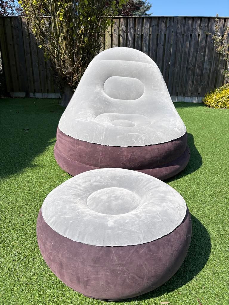 Opblaasbare stoel met voetensteun - Decathlon, Huis en Inrichting, Kunststof, 100 tot 125 cm, Ophalen of Verzenden, Zo goed als nieuw