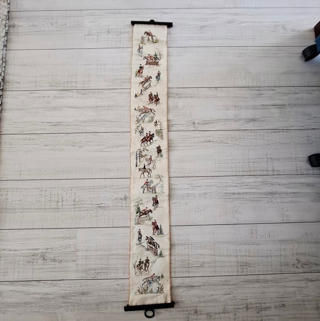 Vintage schellekoord met paarden en ruiters, Ophalen of Verzenden