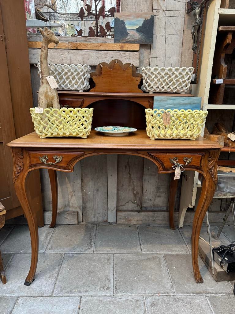 Uniek Art Nouveau Bureau met Houten Waaier voor Post, Antiek en Kunst, Antiek | Meubels | Tafels, Ophalen