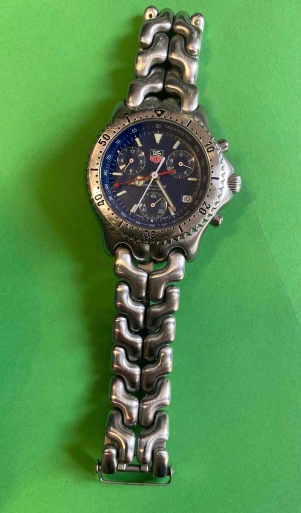 TAG Heuer Link Chronograaf Herenhorloge - Blauwe Wijzerplaat, Sieraden, Tassen en Uiterlijk, Horloges | Heren, Gebruikt, Polshorloge