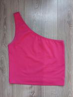 One shoulder ribtop mt S in knalroze kleur, STR, Ophalen of Verzenden, Roze, Gedragen