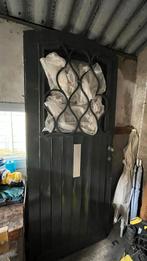 Robuuste houten voordeur met raampje en rooster, Ophalen, Gebruikt, 80 tot 100 cm, Buitendeur