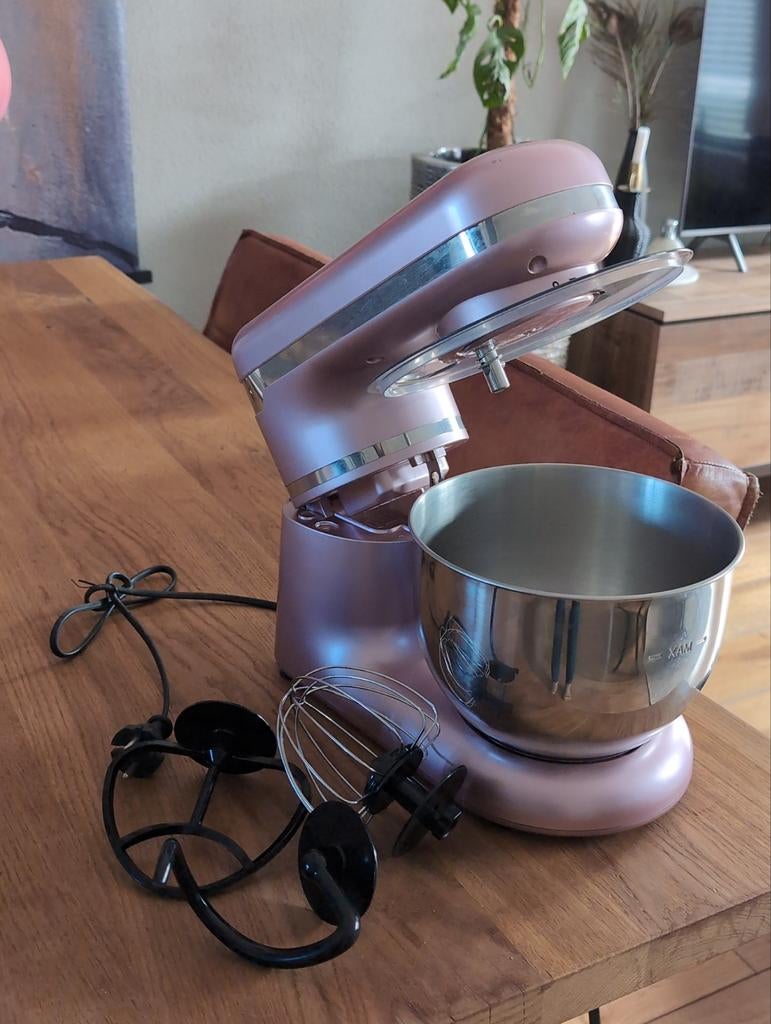 Retro Quigg Keukenmachine - Roze, Witgoed en Apparatuur, Keukenmixers, Ophalen, Zo goed als nieuw, Vaatwasserbestendig, 3 snelheden of meer