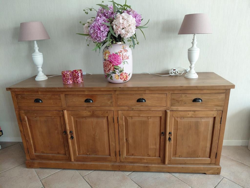 Dressoir teakhout, Ophalen, 25 tot 50 cm, Teakhout, 200 cm of meer