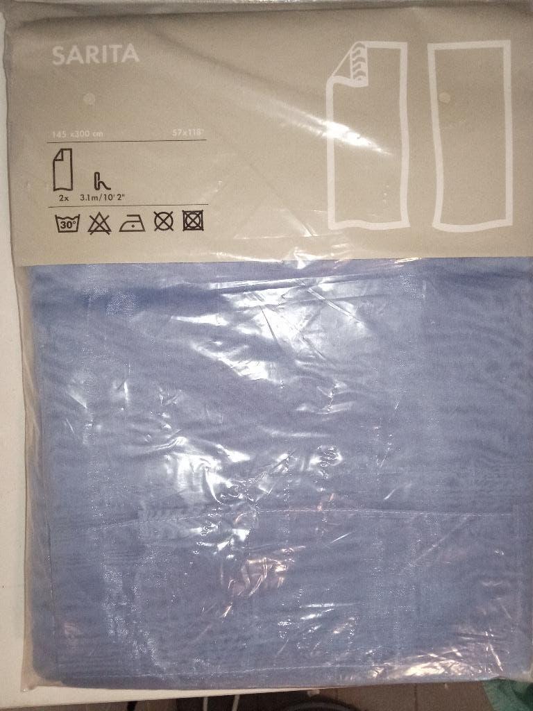 IKEA Sarita vitrage lichtblauw 2 stuks 145x300 NIEUW, 100 tot 150 cm, Nieuw, Ophalen of Verzenden, 200 cm of meer