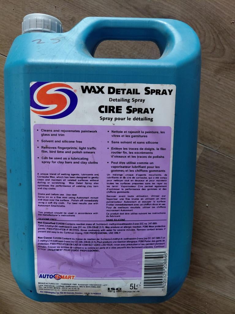 Autosmart Wax Detail Spray - 5L Cire Spray, Ophalen of Verzenden