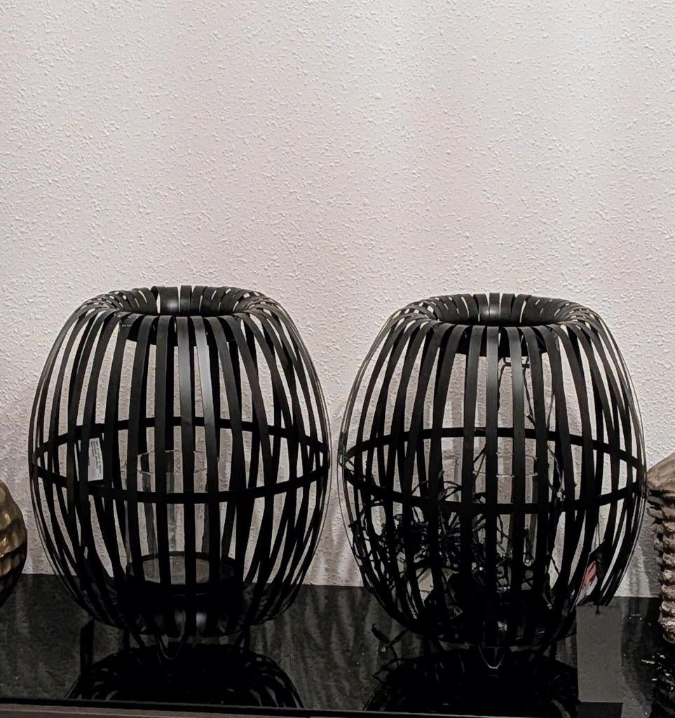Set zwart metalen windlichten, Ophalen, Zwart, Nieuw, Metaal