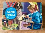 Vintage Jumbo puzzel - meisje tekent Sint-Bernhard hond, Ophalen of Verzenden, 10 tot 50 stukjes, Gebruikt, 4 tot 6 jaar