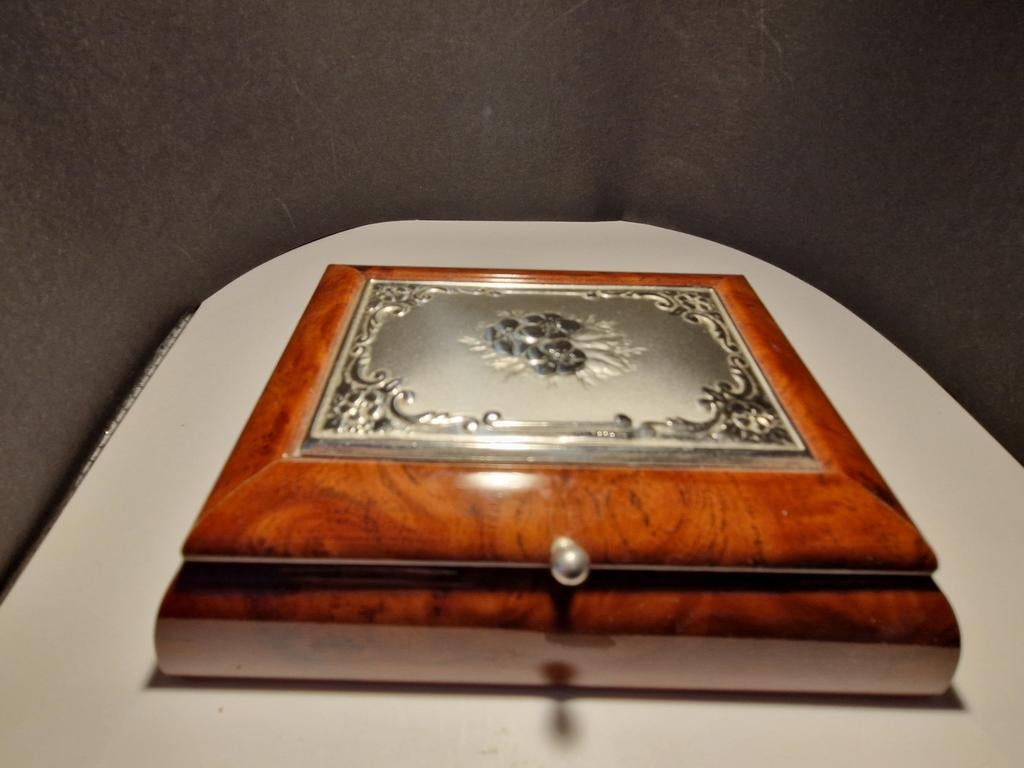 Mooi kistje van zilver en hout, Antiek en Kunst, Ophalen of Verzenden