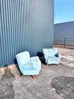 Vintage fauteuil stoel setprijs lichtblauw, Ophalen, Gebruikt, G, 75 tot 100 cm