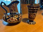 Vintage Vaas en Kruik Set, Handbeschilderd majolica, Ophalen