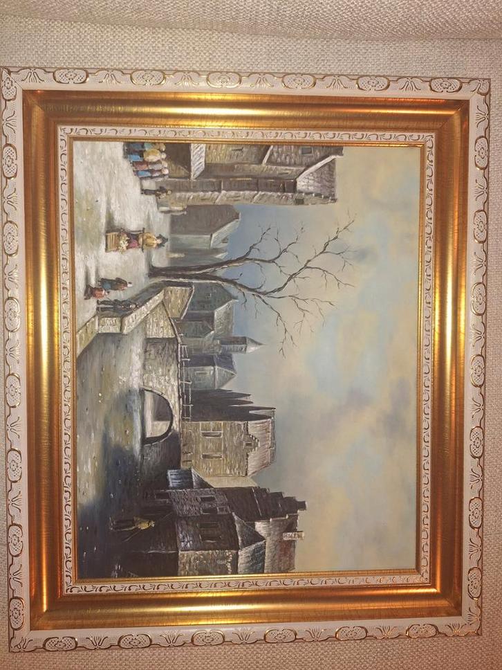 Gouden schilderijlijsten 2x goud, wit accenten, 55x65 cm, Antiek en Kunst, Kunst | Schilderijen | Klassiek, Ophalen