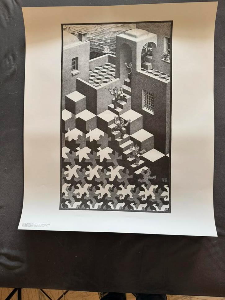 Vintage M.C Escher poster (Kringloop), Verzamelen, Posters, Zo goed als nieuw, Overige onderwerpen, Deurposter of groter, Rechthoekig Staand
