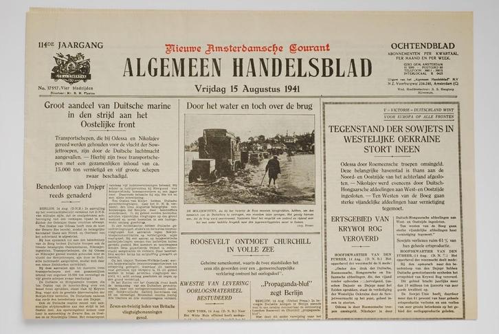 15 augustus 1941 - Algemeen Handelsblad | Heruitgave 1994, Verzamelen, Militaria | Tweede Wereldoorlog, Boek of Tijdschrift, Nederland