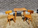 Vintage schooltafeltje met drie stoeltjes retro, Ophalen, Gebruikt, Tafel(s) en Stoel(en)