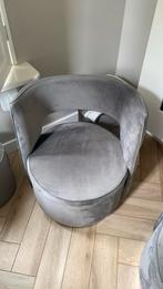 fraaie taupekleurige velvet fauteuil met poefje, Huis en Inrichting, Fauteuils, Ophalen of Verzenden, Zo goed als nieuw, Minder dan 75 cm