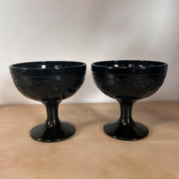 Vintage Luminarc Dessert Coupe Zwaart Made in France-2stuks beschikbaar voor biedingen