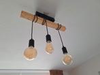 Hippe houten hanglamp met 3 dimbare lampen, Ophalen, Zo goed als nieuw, Modern, Minder dan 50 cm