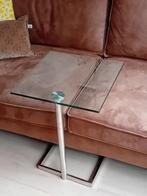 Bijzettafel van glas met schroom onderstel, Minder dan 55 cm, Gebruikt, Vierkant, Glas