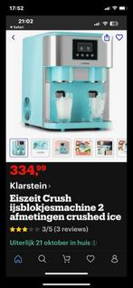 Klarstein Ijsblokjesmachine met Crush-ijs, Ophalen of Verzenden, Nieuw, Zelfvriezend