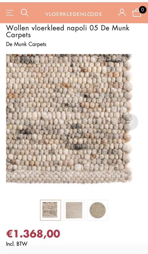 Wollen vloerkleed De Munk Carpets Napoli (nieuw € 1.368), Huis en Inrichting, Stoffering | Tapijten en Kleden, Zo goed als nieuw