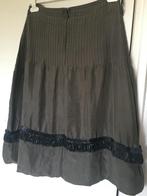 LEON zuiver zijden bruine rok met leren details maat 36, Bruin, Leon, Ophalen of Verzenden, Zo goed als nieuw