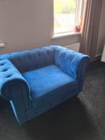 Chesterfield stoel velvet koningsblauw 2x, Ophalen, Eenpersoons, 75 tot 100 cm, Zo goed als nieuw