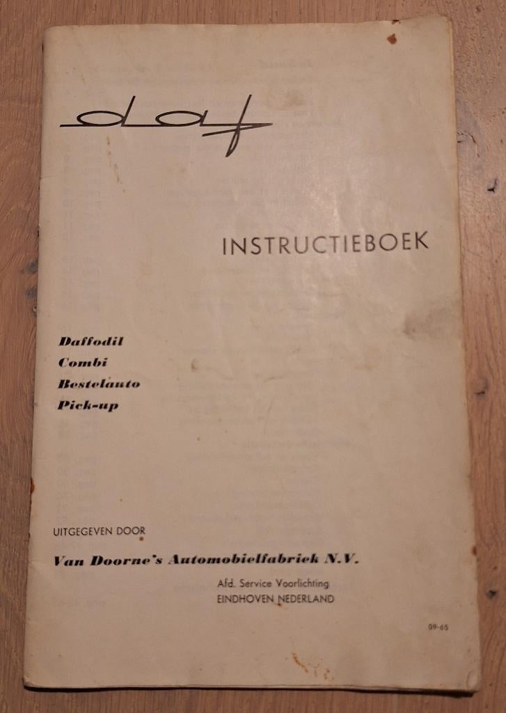 Daf instructieboek nr 09-65 daffodil combi bestelauto pickup, Ophalen of Verzenden