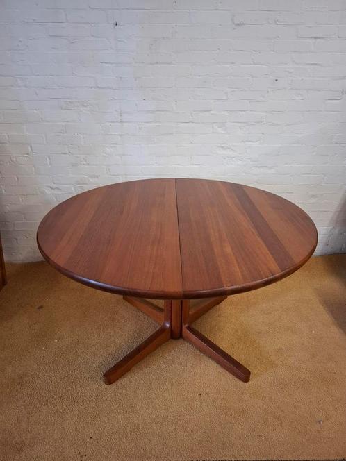 Vintage eettafel rond teak tafel Denmark design Glostrup, Huis en Inrichting, Tafels | Eettafels, Zo goed als nieuw, 100 tot 150 cm
