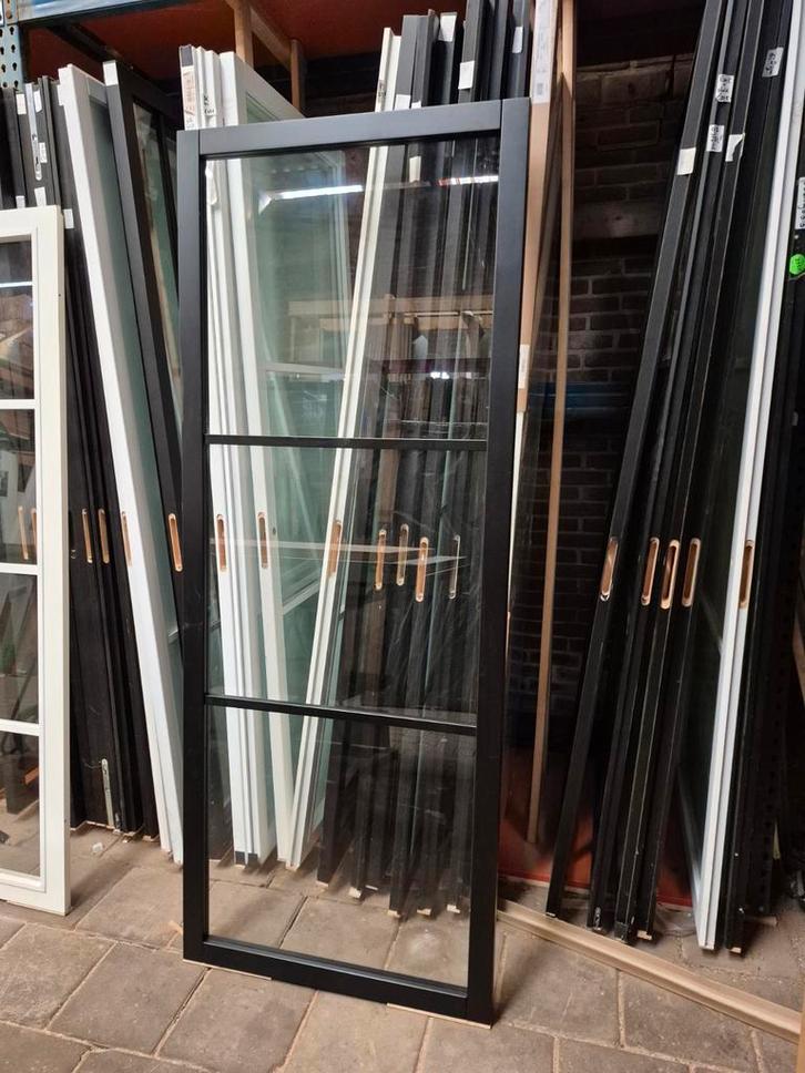 83x211,5cm binnendeur stomp Staal look zwart blank glas SL9, Doe-het-zelf en Verbouw, Deuren en Horren, Nieuw, Binnendeur, 200 tot 215 cm