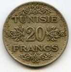 Tunesië 20 Francs 1934 - Zeldzamer Type Oplage 1,25 Miljoen, Postzegels en Munten, Munten | Afrika, Ophalen of Verzenden, Overige landen
