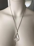 Vintage zilverkleur ketting met doorzichtige hanger, Verzenden, Zo goed als nieuw, Zilver, Overige materialen