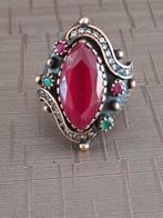 Zilver 925 vintage ring met rode steen Ottomaanse stijl, Sieraden, Tassen en Uiterlijk, Ophalen of Verzenden, Zo goed als nieuw